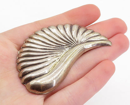 925 Sterling Silver  Vintage Dark Tone Fluted Wing Design Brooch Pin  BP2538