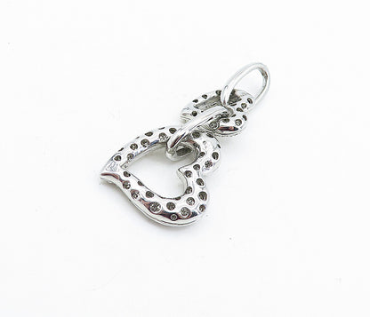 925 Sterling Silver  Shiny Cubic Zirconia Linked Love Hearts Pendant  PT4623