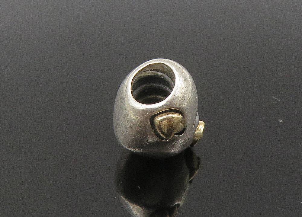 PANDORA 925 Silver & 14K GOLD  Vintage Two Tone Heart Slide Pendant  PT18009