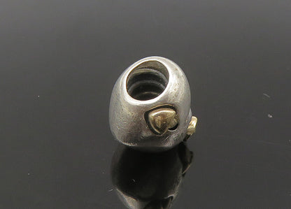 PANDORA 925 Silver & 14K GOLD  Vintage Two Tone Heart Slide Pendant  PT18009
