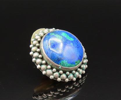 925 Silver  Vintage Beaded Cluster Border Azurite Stud Earrings  EG11730
