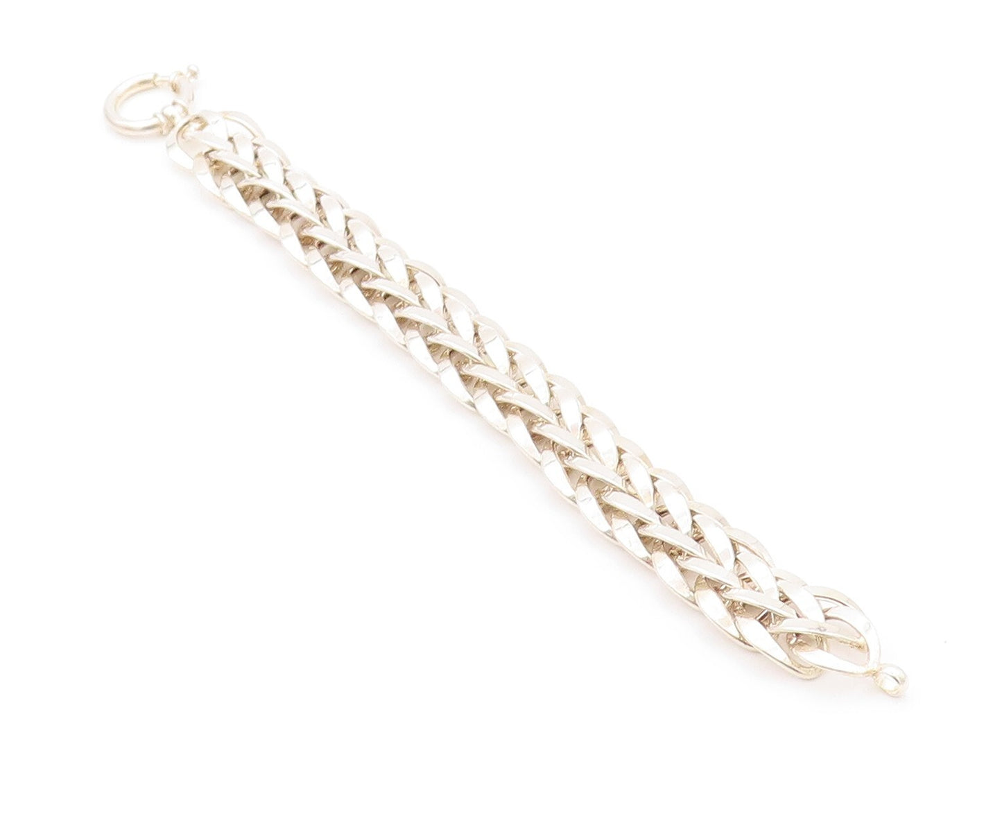 925 Sterling Silver Vintage Bracelet Broad Designer Breaded Band BT11133