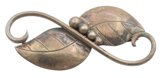 925 Sterling Silver Vintage Brooch Modernist Floral Leaf & Berry Pin  BP12045