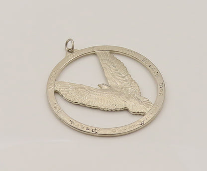 WALLACE 925 Silver  Vintage Peace On Earth Flying Bird Cutout Pendant  PT21964