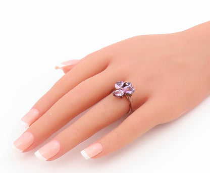 925 Sterling Silver Vintage Ring Gold Plated Amethyst Band  Sz 8.5  RG34547