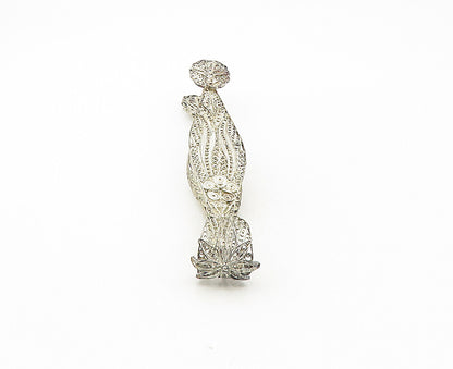 925 Sterling Silver  Vintage Antique Floral Swirl Filigree Tongs  TR1591