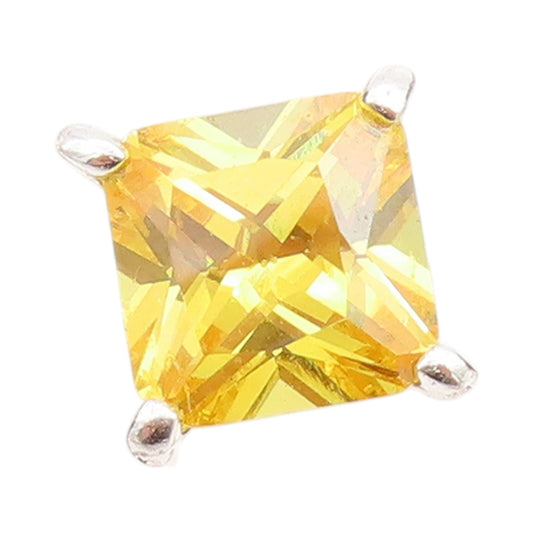 925 Sterling Silver Vintage Ring Minimalist Square Cut CZ  Sz 7.5  RG33225