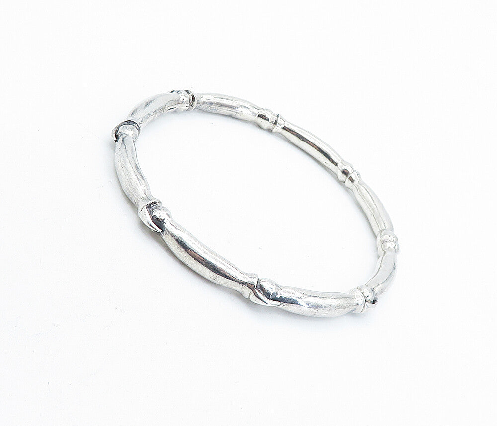 925 Sterling Silver  Vintage Shiny Bird Claw Pattern Bangle Bracelet  BT2074