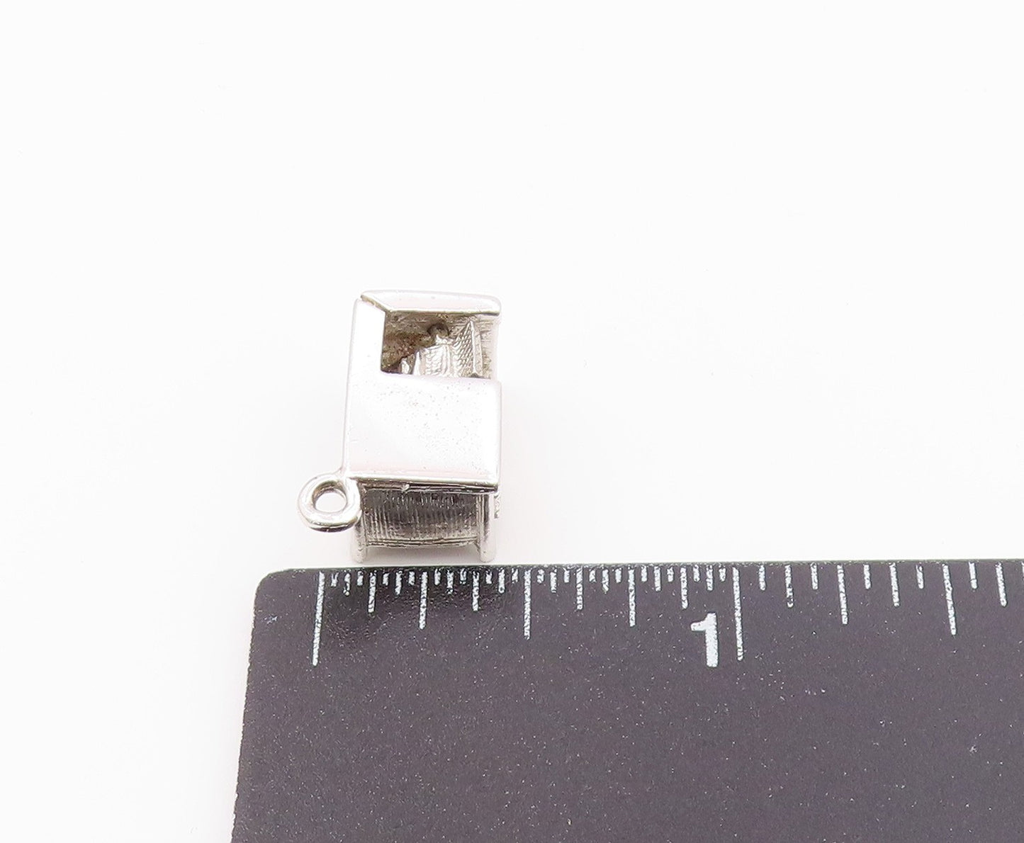 925 Sterling Silver  Vintage Office Desk With Computer Charm Pendant  PT21731