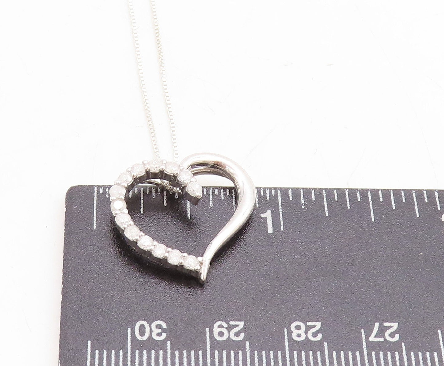 925 Sterling Silver  Genuine Diamonds Open Love Heart Chain Necklace  NE1930