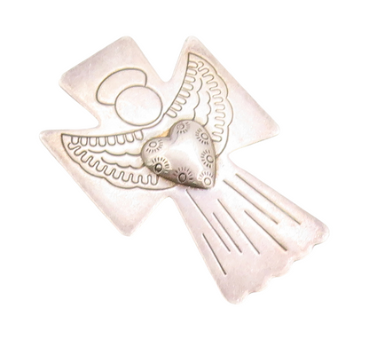 925 Sterling Silver Vintage Brooch Pin CAROLYN POLLACK Angel Cross  BP11307