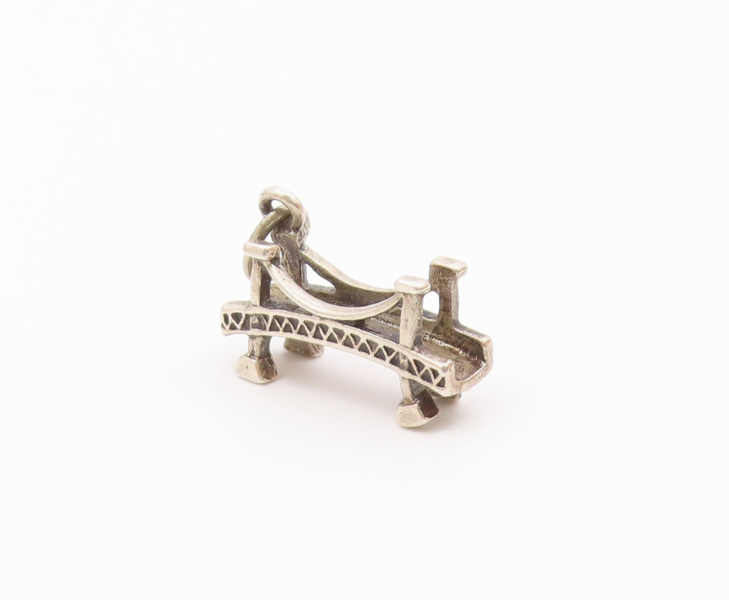 925 Sterling Silver  Vintage  Shiny Petite Bridge Motif Pendant  PT18876