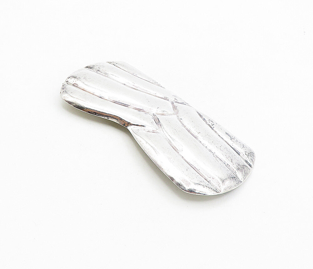 MEXICO 925 Sterling Silver  Vintage Shiny Chevron Pattern Brooch Pin  BP3145