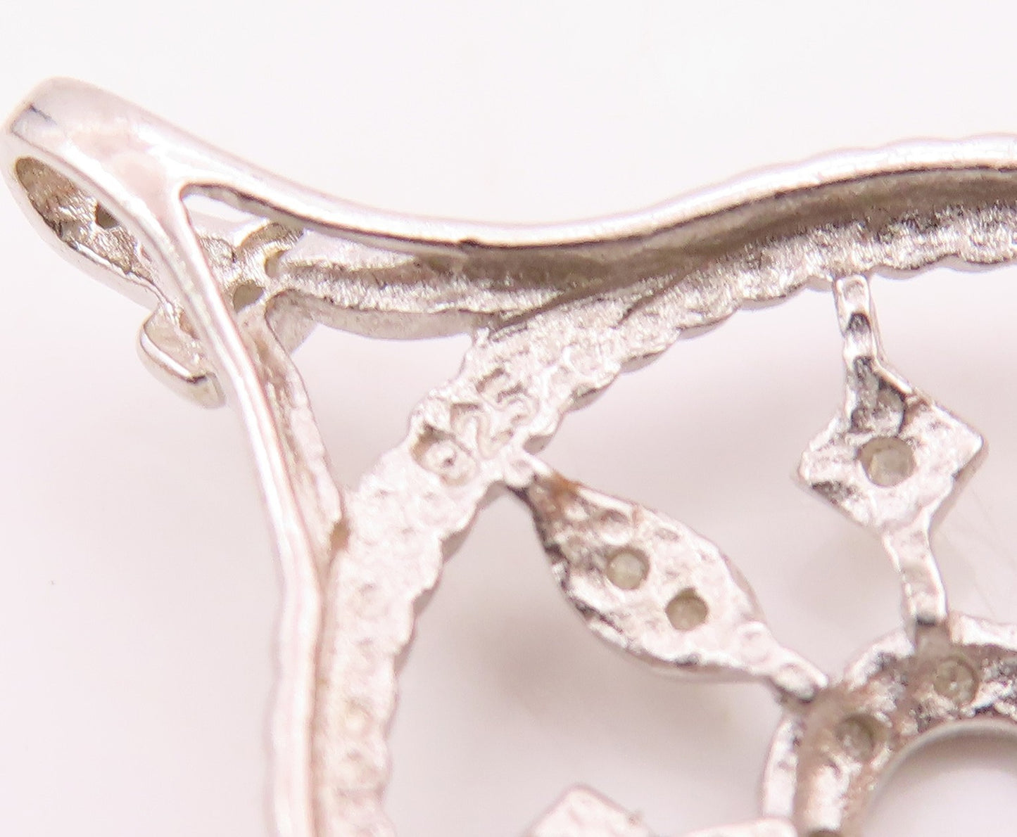 925 Sterling Silver  Vintage Genuine Diamonds Snowflake Motif Pendant  PT19468