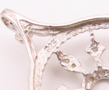 925 Sterling Silver  Vintage Genuine Diamonds Snowflake Motif Pendant  PT19468