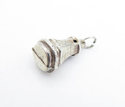 925 Sterling Silver  Vintage Petite Hollow Brick Light House Pendant  PT4958