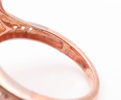 925 Sterling Silver Vintage Ring Rose Gold Plated Sapphire  Sz 7  RG29781