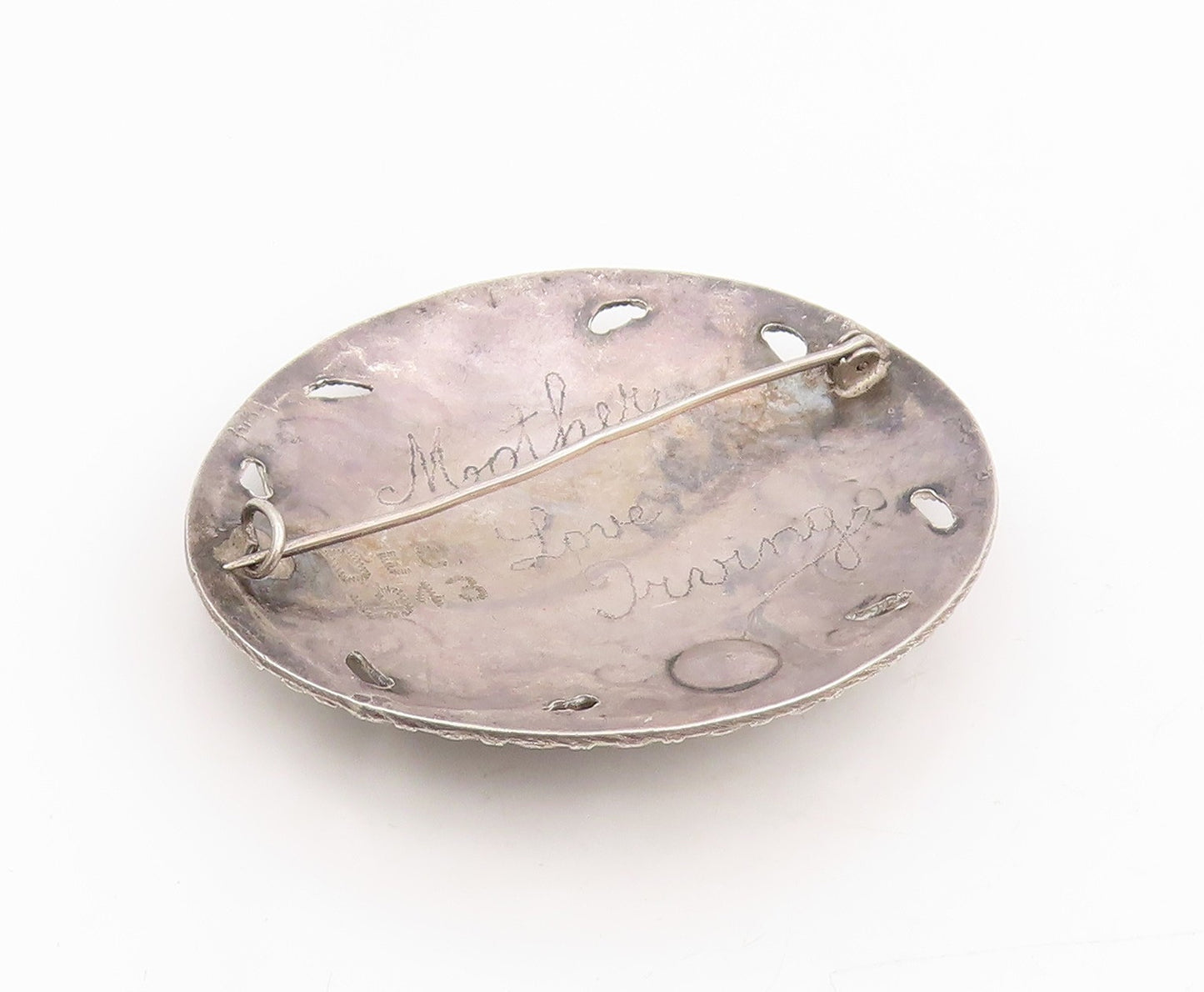 925 Sterling Silver Vintage Brooch Arabic Calligraphy Beaded Scrollwork  BP12047
