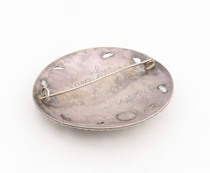 925 Sterling Silver Vintage Brooch Arabic Calligraphy Beaded Scrollwork  BP12047