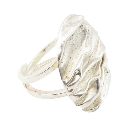 925 Sterling Silver  Vintage Shiny Round Sculpted Statement Ring Sz 8  RG10310