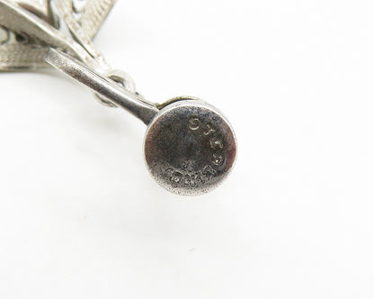 925 Sterling Silver  Vintage Cubic Zirconia Floral Non Pierce Earrings  EG9346