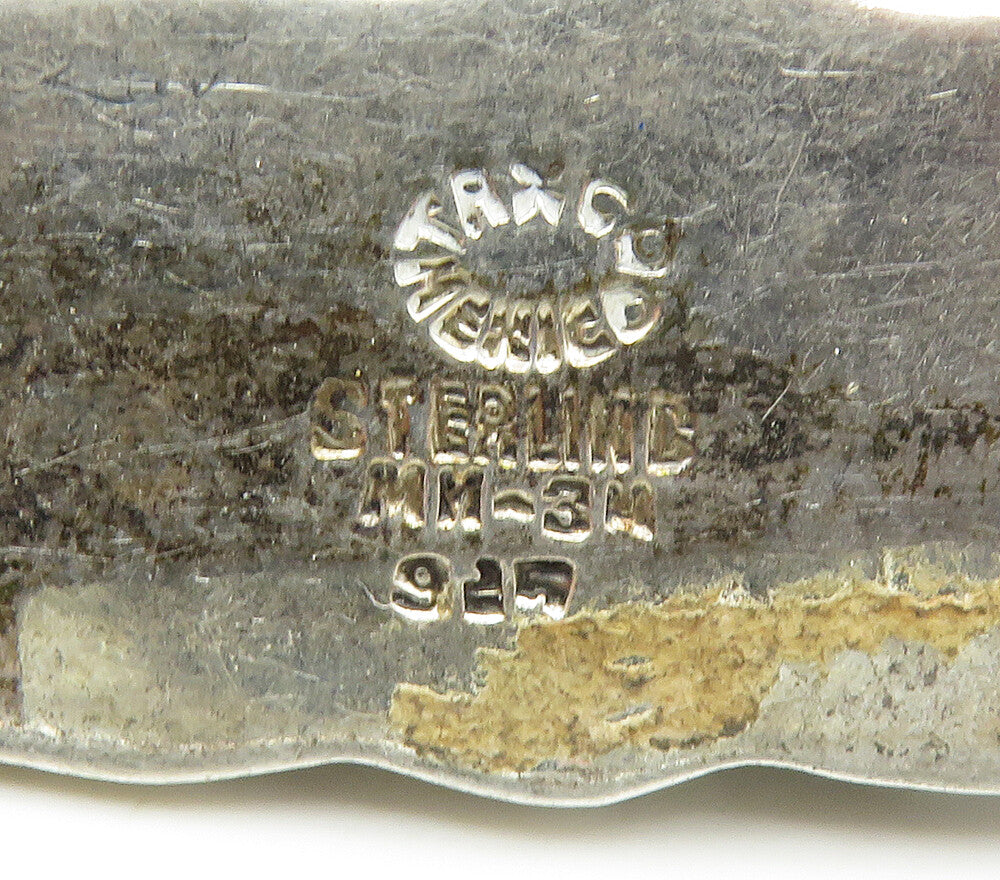 MEXICO 925 Sterling Silver  Vintage Hollow Twist Oblong Brooch Pin  BP6306