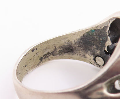 925 Sterling Silver Vintage Ring Carved Gothic Skill Band Moves  Sz 6  RG35603