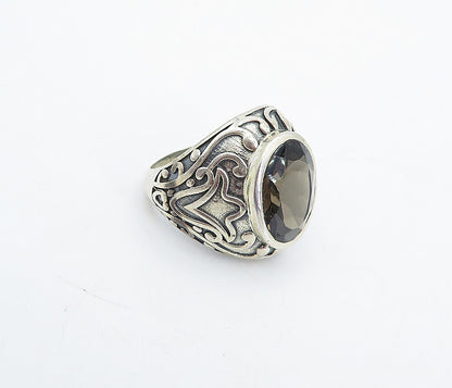 925 Sterling Silver Vintage Smoky Topaz Swirl Cocktail Ring Sz 7 RG4505