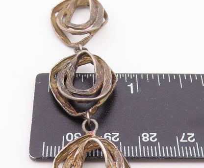 925 Sterling Silver Vintage Bracelet Brutalist Concentric Nest Loop Link BT12199