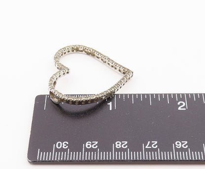 925 Sterling Silver  Vintage Dainty Floating Topaz Love Heart Pendant  PT20776