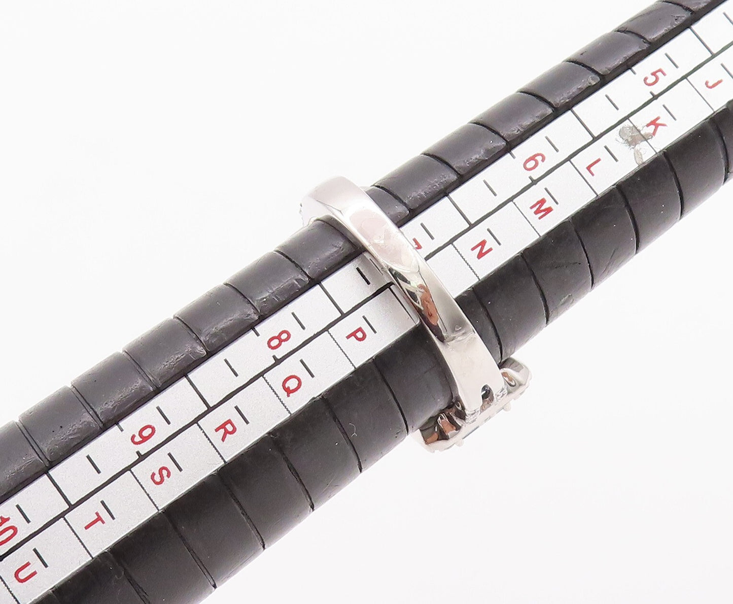 925 Sterling Silver Vintage Ring Rectangle Cut Blue & CZ Inlay  Sz 7  RG29497