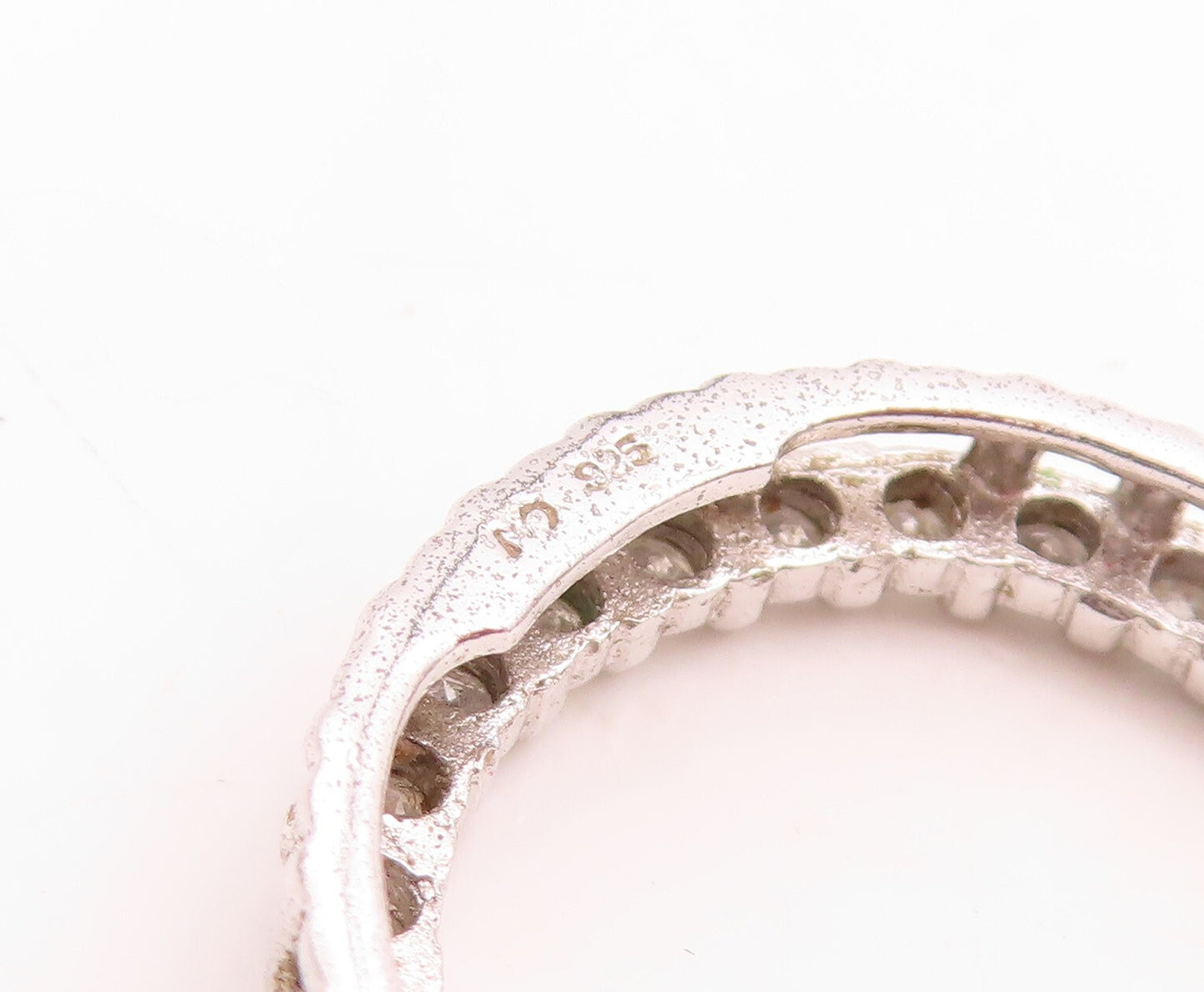 925 Sterling Silver Vintage Pendant Designer Real Diamonds Inlay Ring  PT23763