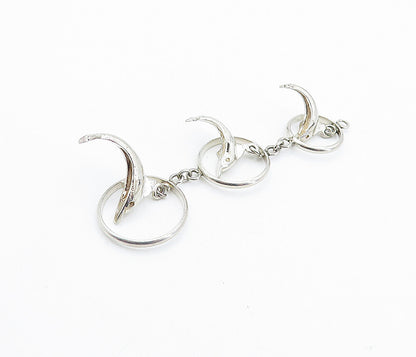 925 Sterling Silver  Vintage Dolphins Jumping Through Loops Pendant  PT4245