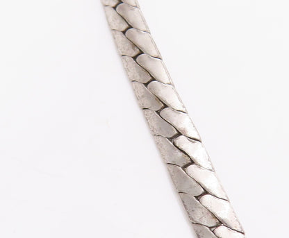 925 Sterling Silver Vintage Necklace Designer Antique Topaz Inlay  NE4377