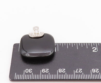 925 Sterling Silver Vintage Pendant Hand Bag Design Cabochon Onyx  PT24559