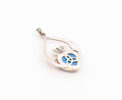 925 Sterling Silver Vintage Pendant IRELAND Drusy Quartz Claddagh Heart  PT26473