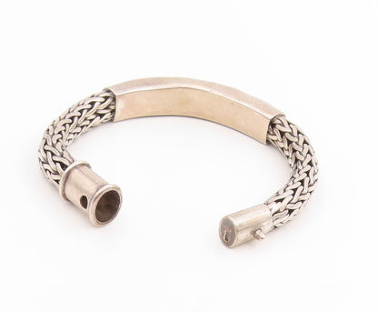 925 Sterling Silver Vintage Bracelet Braided Scrollwork Statement Cuff  BT11469