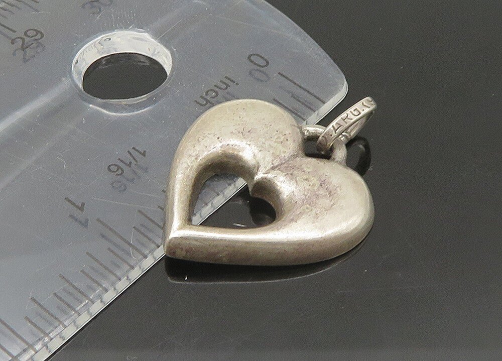925 Sterling Silver  Vintage Open Love Heart Smooth Drop Pendant  PT17946