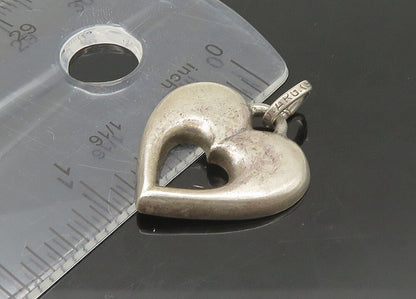 925 Sterling Silver  Vintage Open Love Heart Smooth Drop Pendant  PT17946