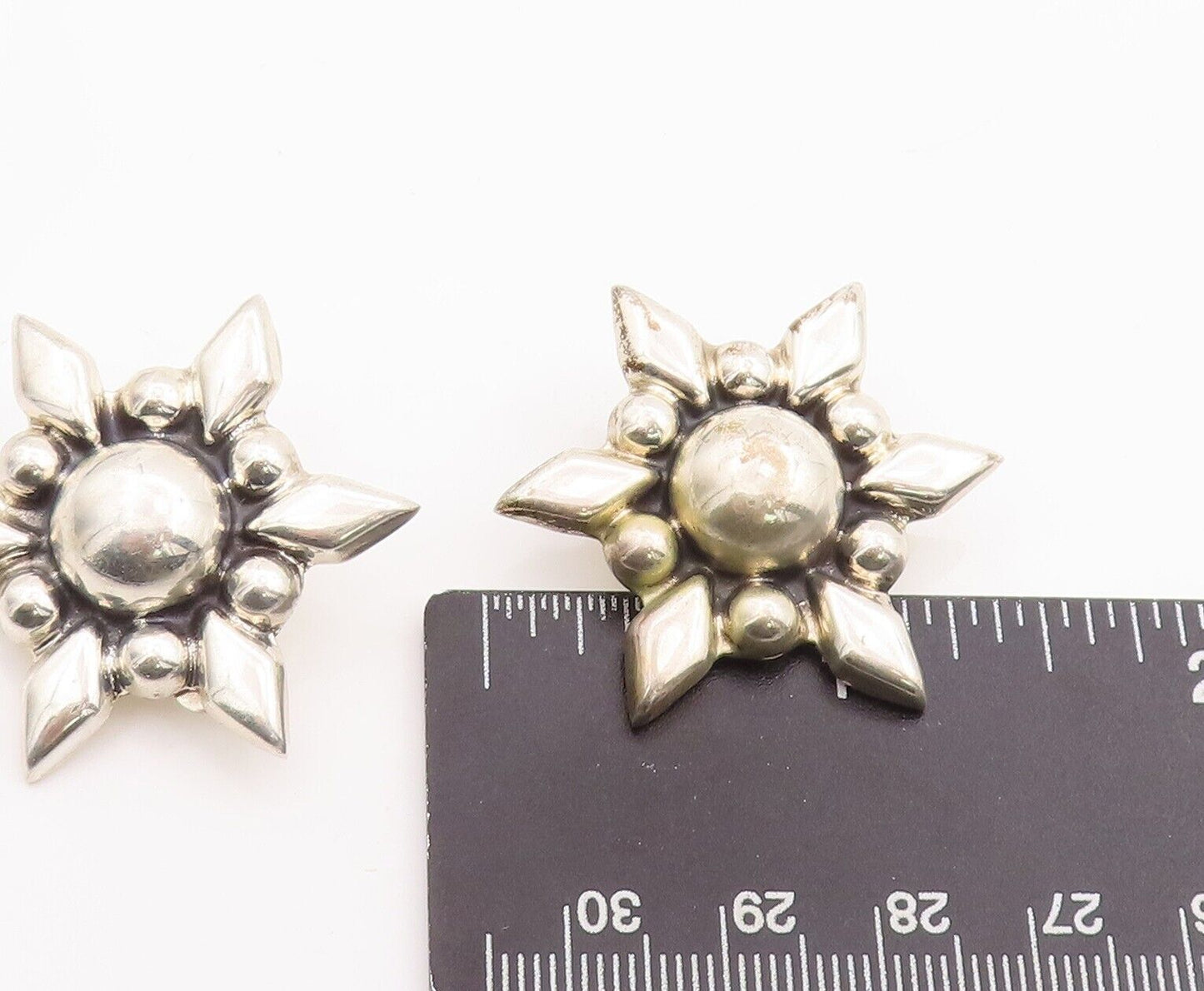 925 Sterling Silver Vintage Earrings BERNICE GOODSPEED Puffed Flower  EG13079