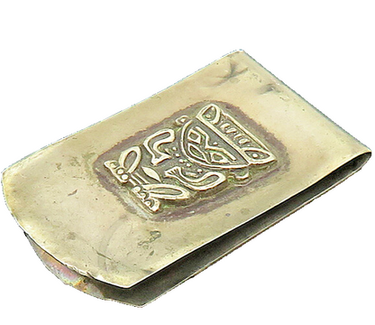 925 Sterling Silver  Vintage Antique Warrior Statue Oxidized Money Clip TR2899