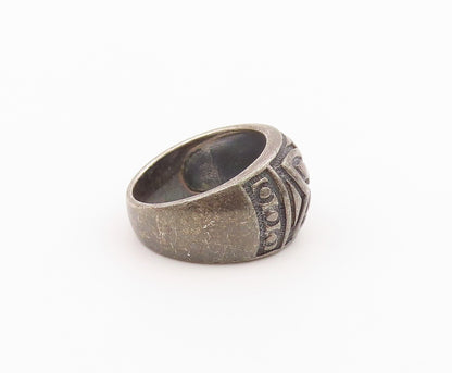 925 Sterling Silver Vintage Ring Classic Carved Floral Dome Band  Sz 6  RG36465