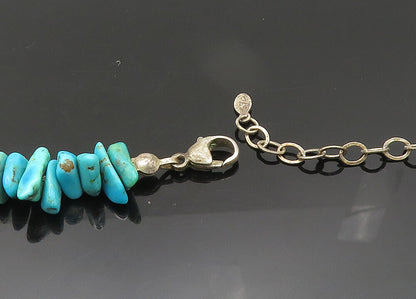 SOUTHWESTERN 925 Silver Vintage Turquoise & Lapis Lazuli Necklace NE3546