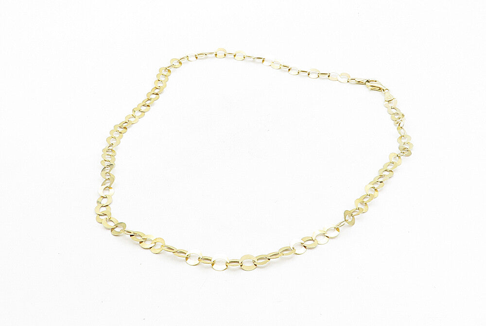 925 Sterling Silver  Shiny Gold Plated Petite Round Link Chain Necklace NE1746