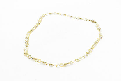 925 Sterling Silver  Shiny Gold Plated Petite Round Link Chain Necklace NE1746