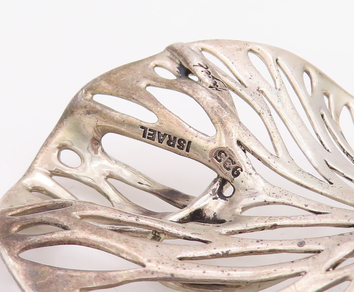925 Sterling Silver Vintage Pendant HAGIT GORALI ISRAEL  CZ Drop Leaf  PT23547