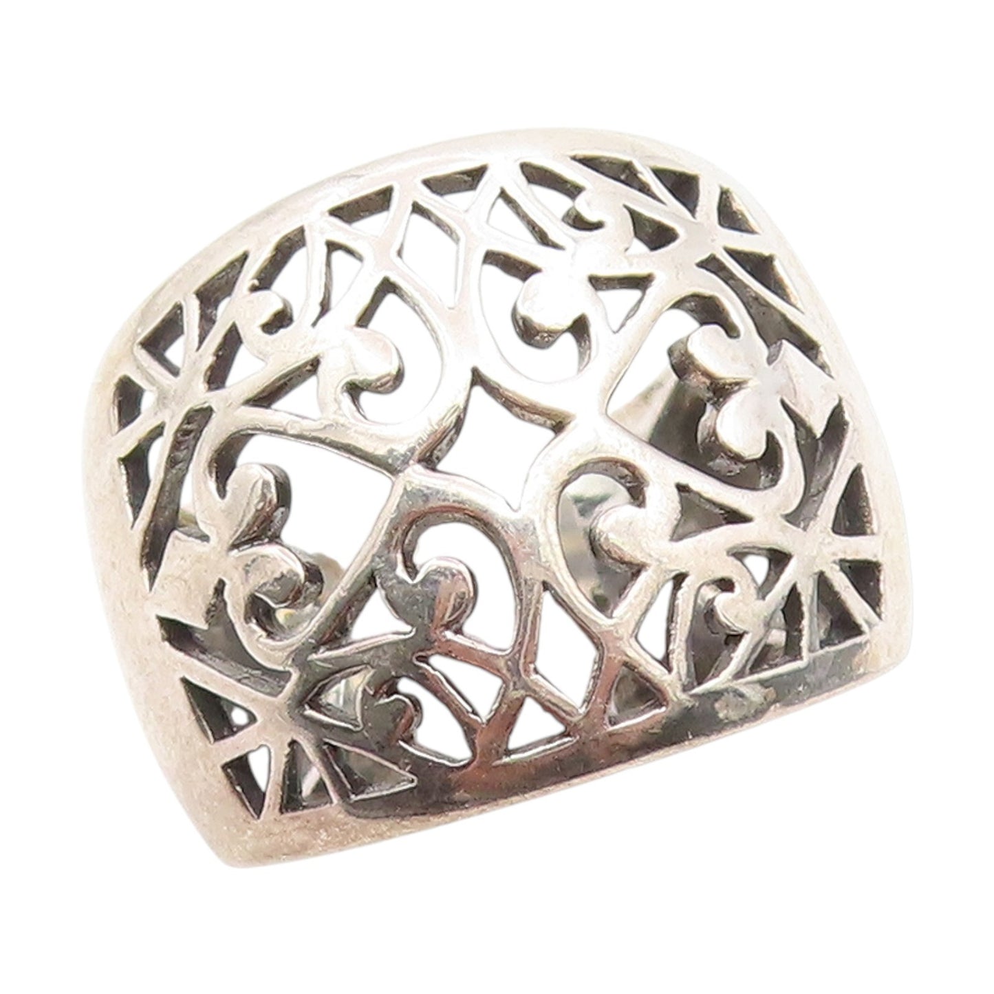 925 Sterling Silver Vintage Ring Intricate Scrollwork Wide Band  Sz 7  RG34897