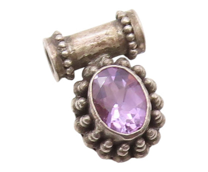 925 Sterling Silver  Vintage Amethyst Bubble Trim Slide Pendant  PT16430