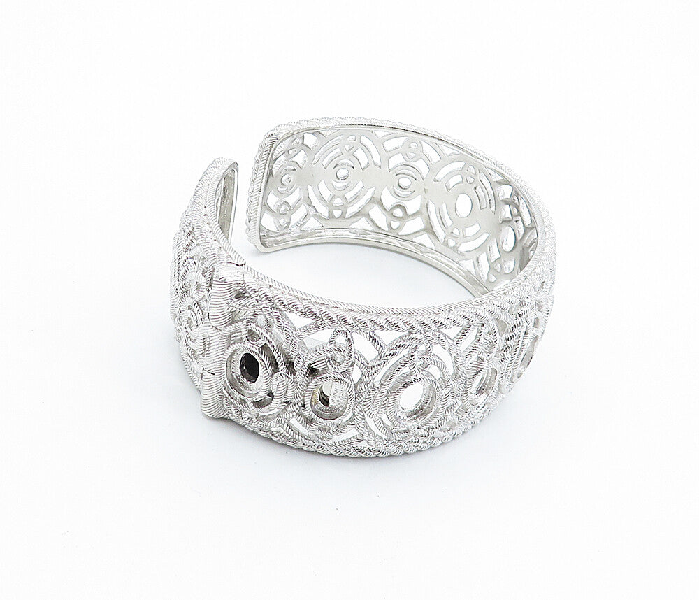 JUDITH RIPKA 925 Sterling Silver  Shiny Open Twist Design Cuff Bracelet BT2979