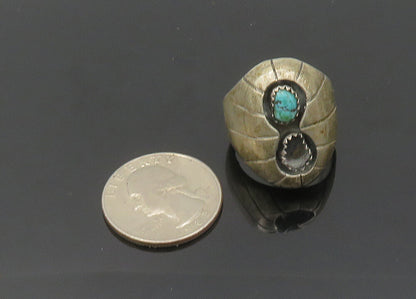 PETE PAQUIN ZUNI 925 Silver  Vintage Antique Turquoise Band Ring Sz 9  RG20355